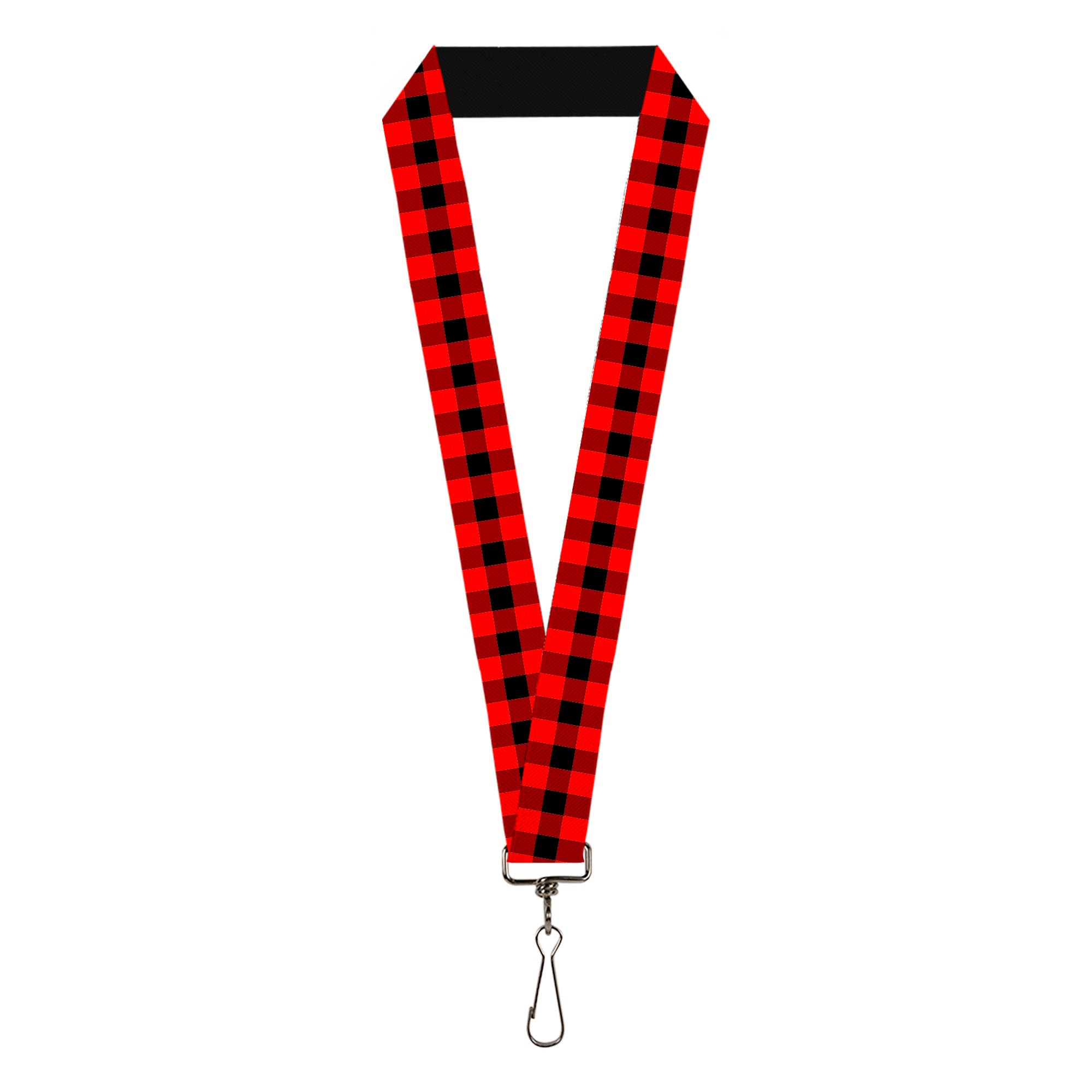 Lanyard - 1.0" - Buffalo Plaid Black Red Lanyards Buckle-Down