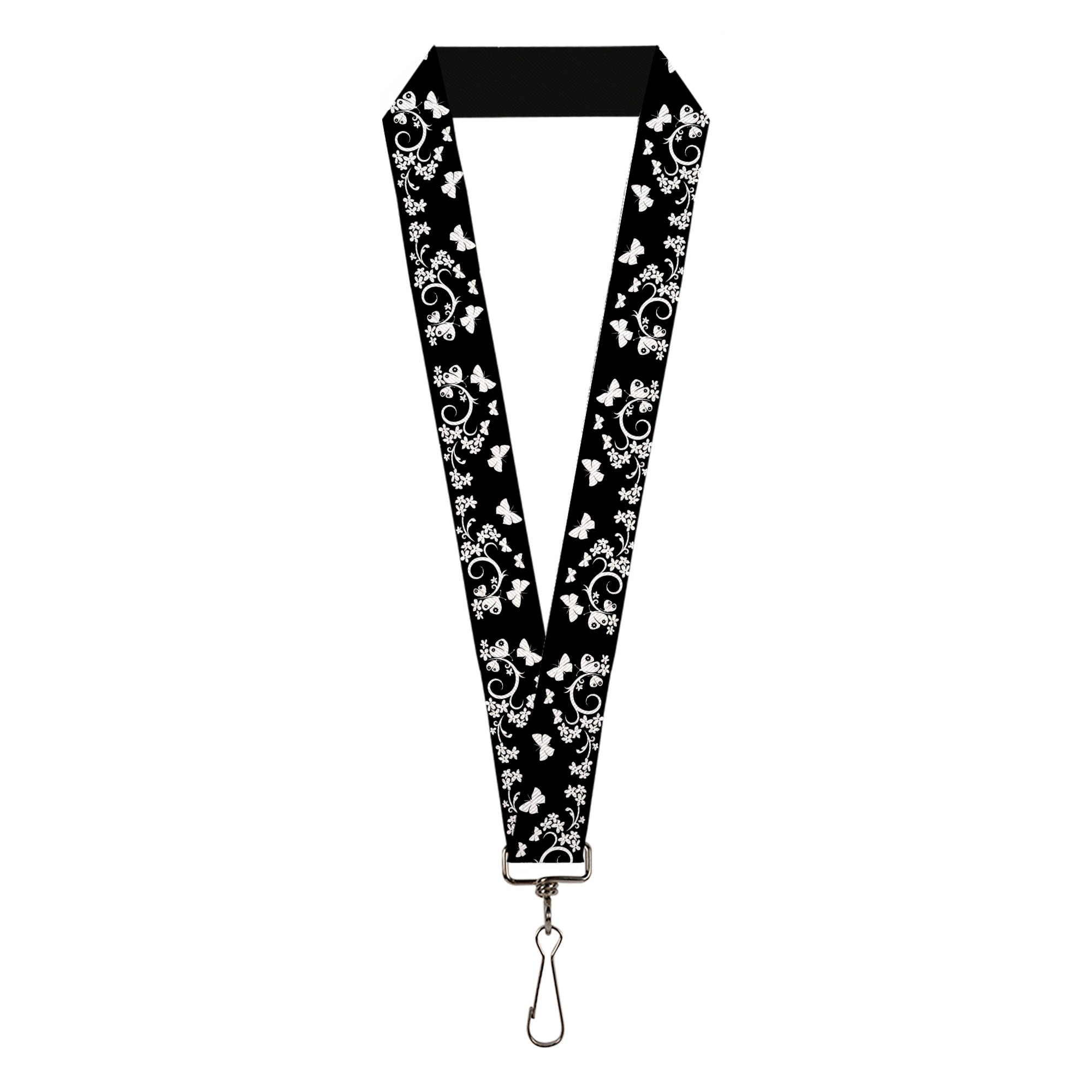Lanyard - 1.0" - Butterfly Garden Black White Lanyards Buckle-Down