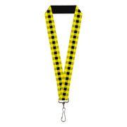 Lanyard - 1.0" - Buffalo Plaid Black Neon Yellow Lanyards Buckle-Down