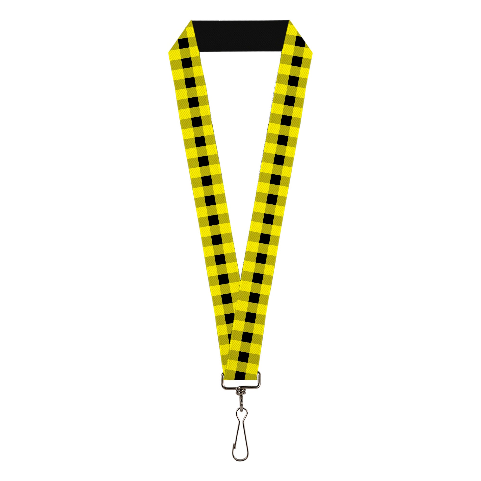 Lanyard - 1.0" - Buffalo Plaid Black Neon Yellow Lanyards Buckle-Down