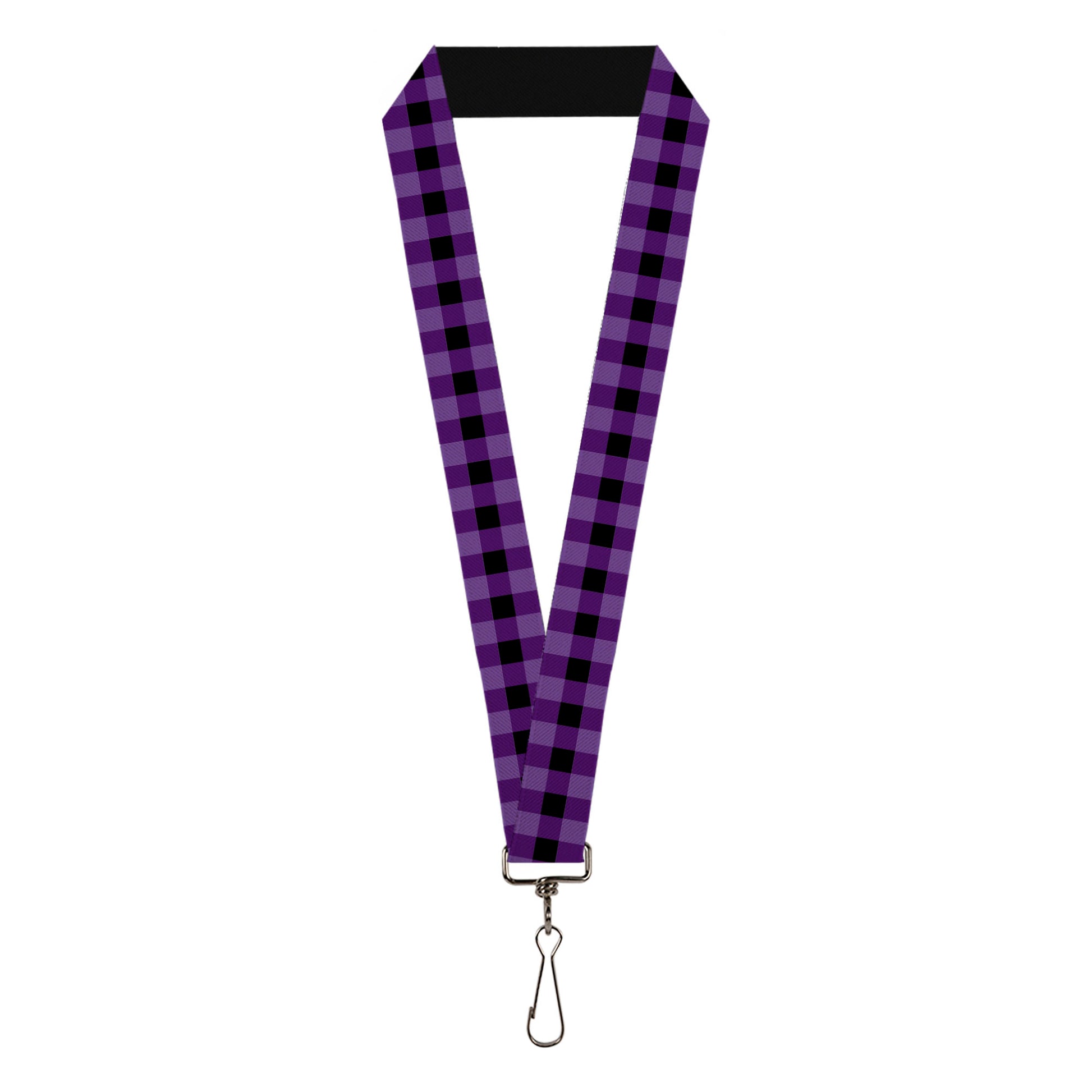 buckle down Lanyard - 1.0" - Buffalo Plaid Black Purple