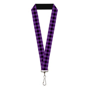 Lanyard - 1.0" - Buffalo Plaid Black Purple Lanyards Buckle-Down
