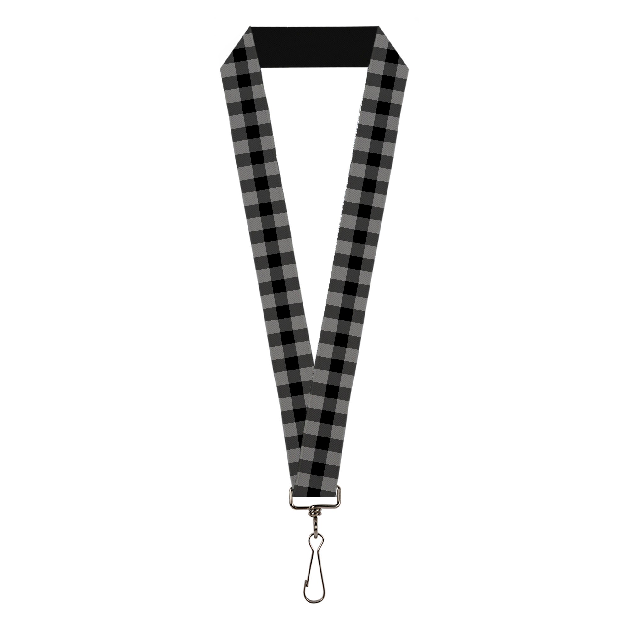 Lanyard - 1.0" - Buffalo Plaid Black Gray Lanyards Buckle-Down