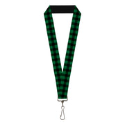 Lanyard - 1.0" - Buffalo Plaid Black Green Lanyards Buckle-Down