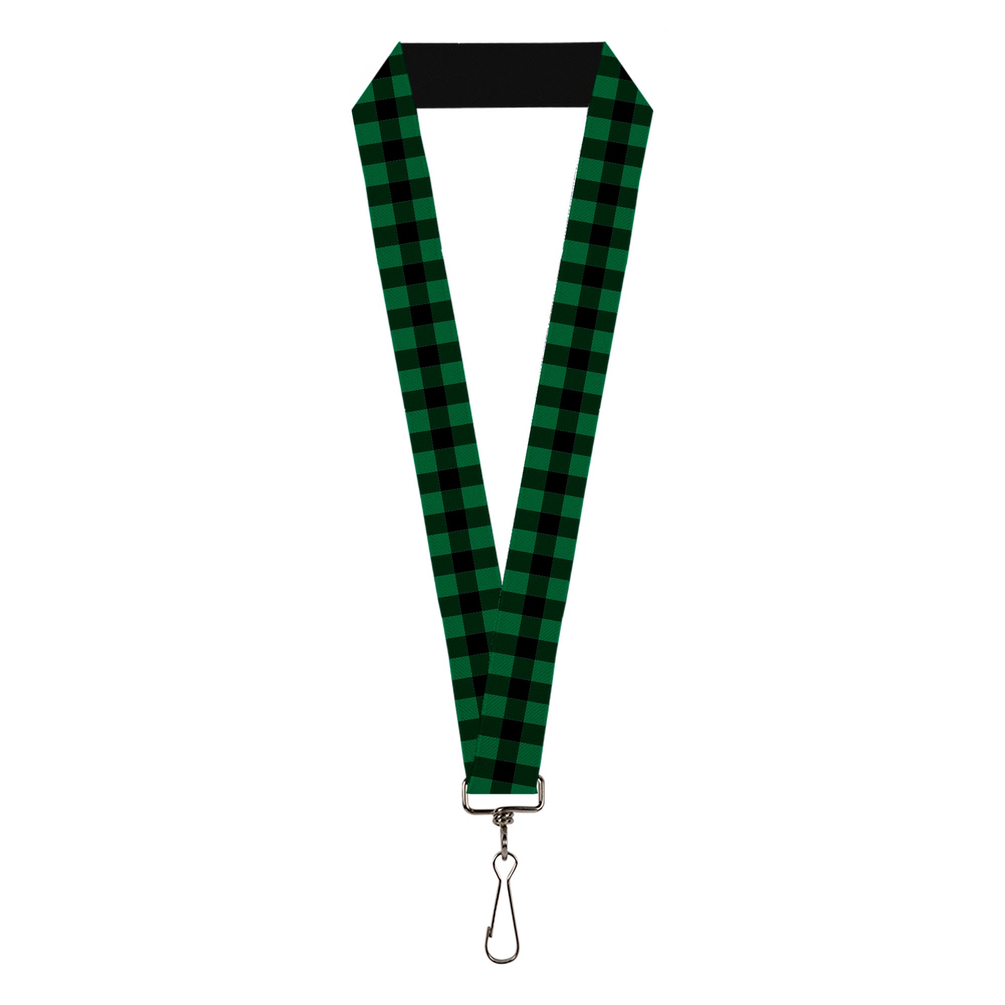 Lanyard - 1.0" - Buffalo Plaid Black Green Lanyards Buckle-Down