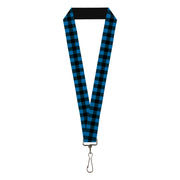 Lanyard - 1.0" - Buffalo Plaid Black Turquoise Lanyards Buckle-Down