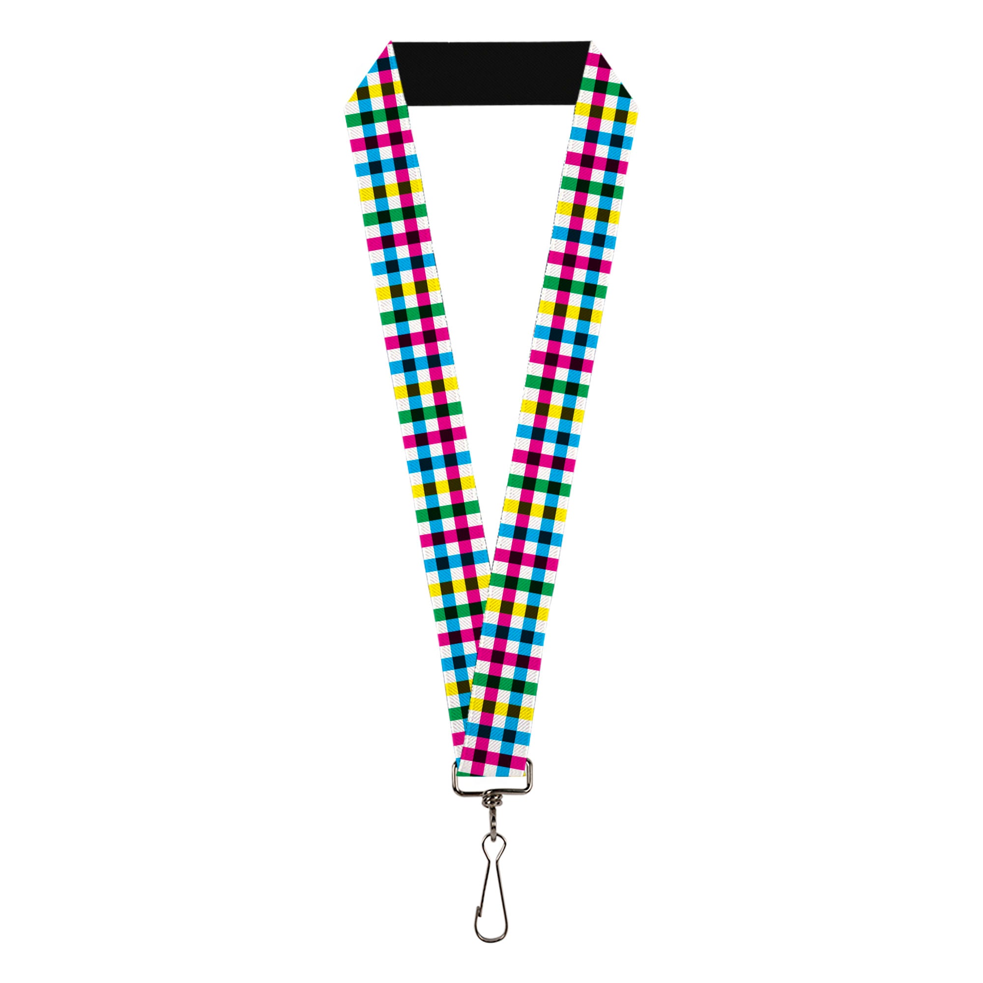 Lanyard - 1.0" - Buffalo Plaid White Multi Color Lanyards Buckle-Down