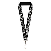 Lanyard - 1.0" - Butterfly Garden 2 Black White Lanyards Buckle-Down