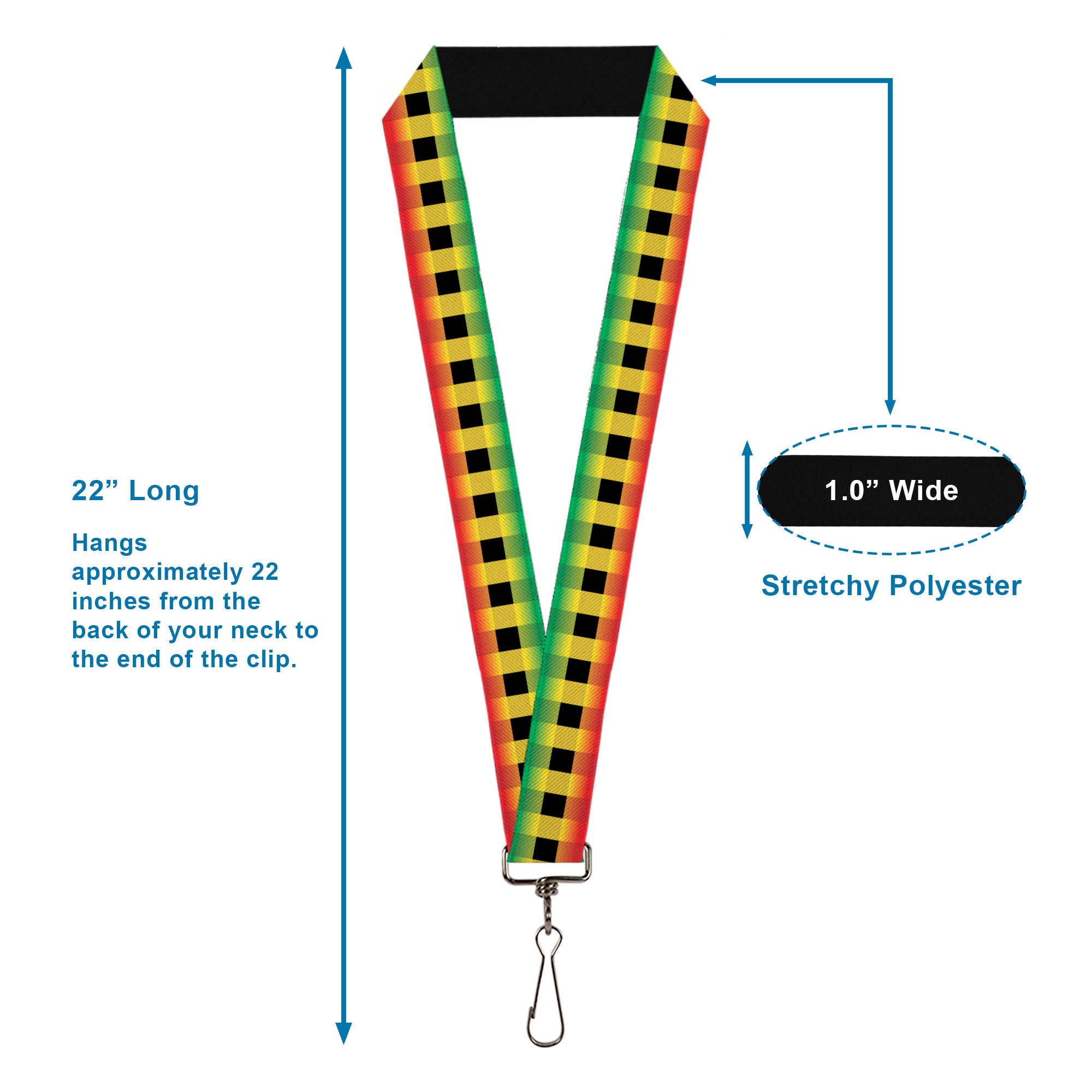 Lanyard - 1.0" - Buffalo Plaid Rasta Lanyards Buckle-Down