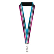 Lanyard - 1.0" - Buffalo Plaid Turquoise Fuchsia Fade Lanyards Buckle-Down