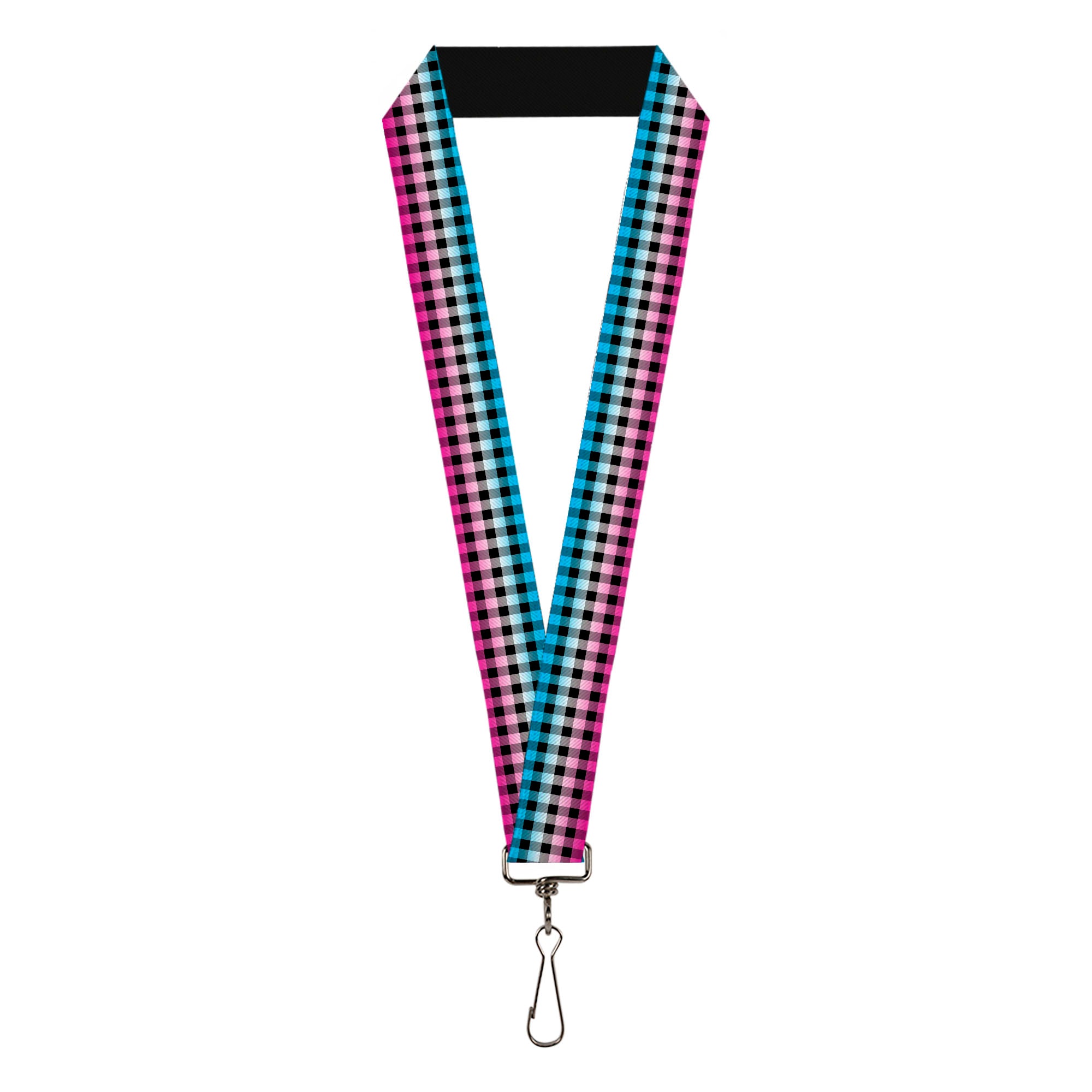 Lanyard - 1.0" - Buffalo Plaid Turquoise Fuchsia Fade Lanyards Buckle-Down