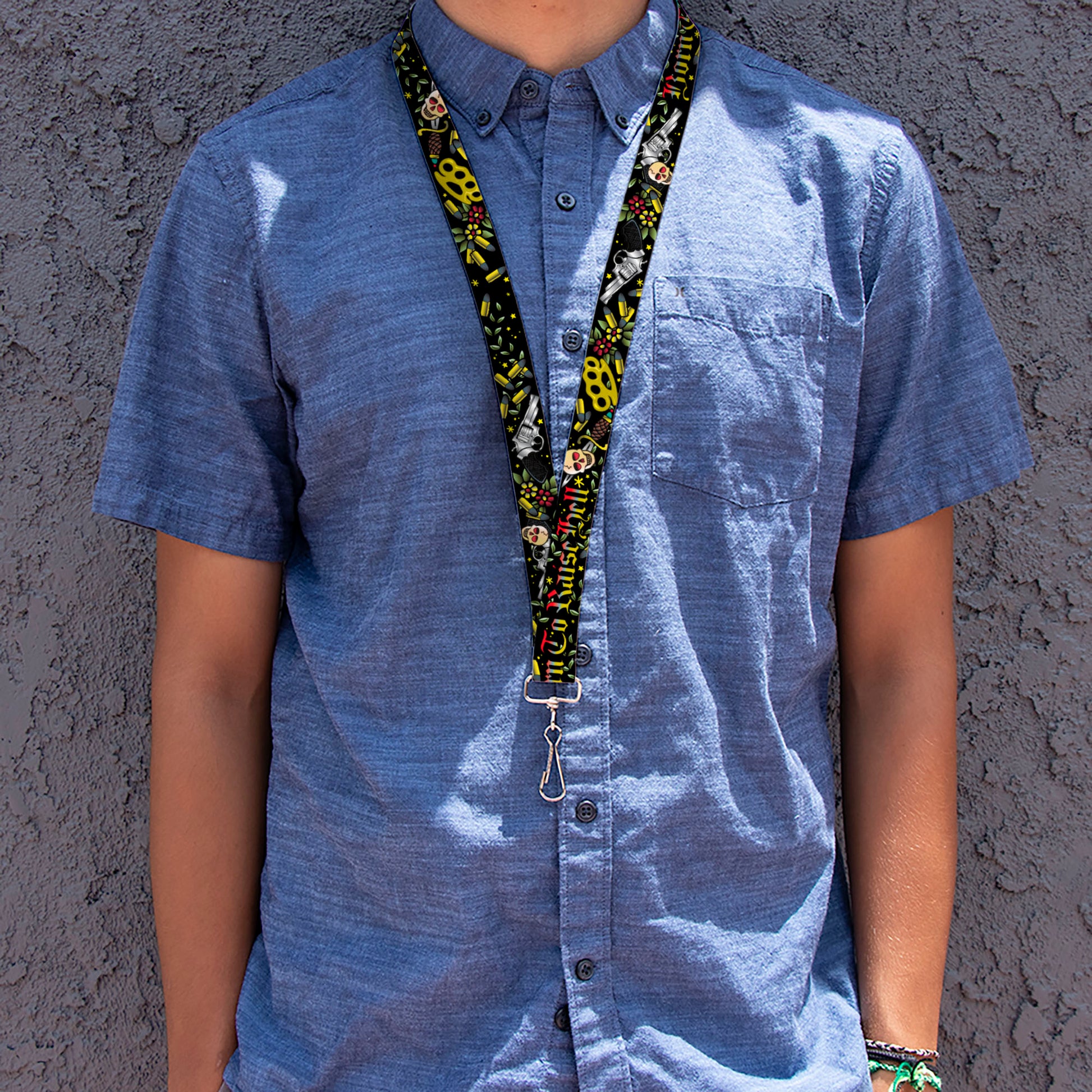 Lanyard - 1.0" - Born to Raise Hell Black Lanyards Buckle-Down