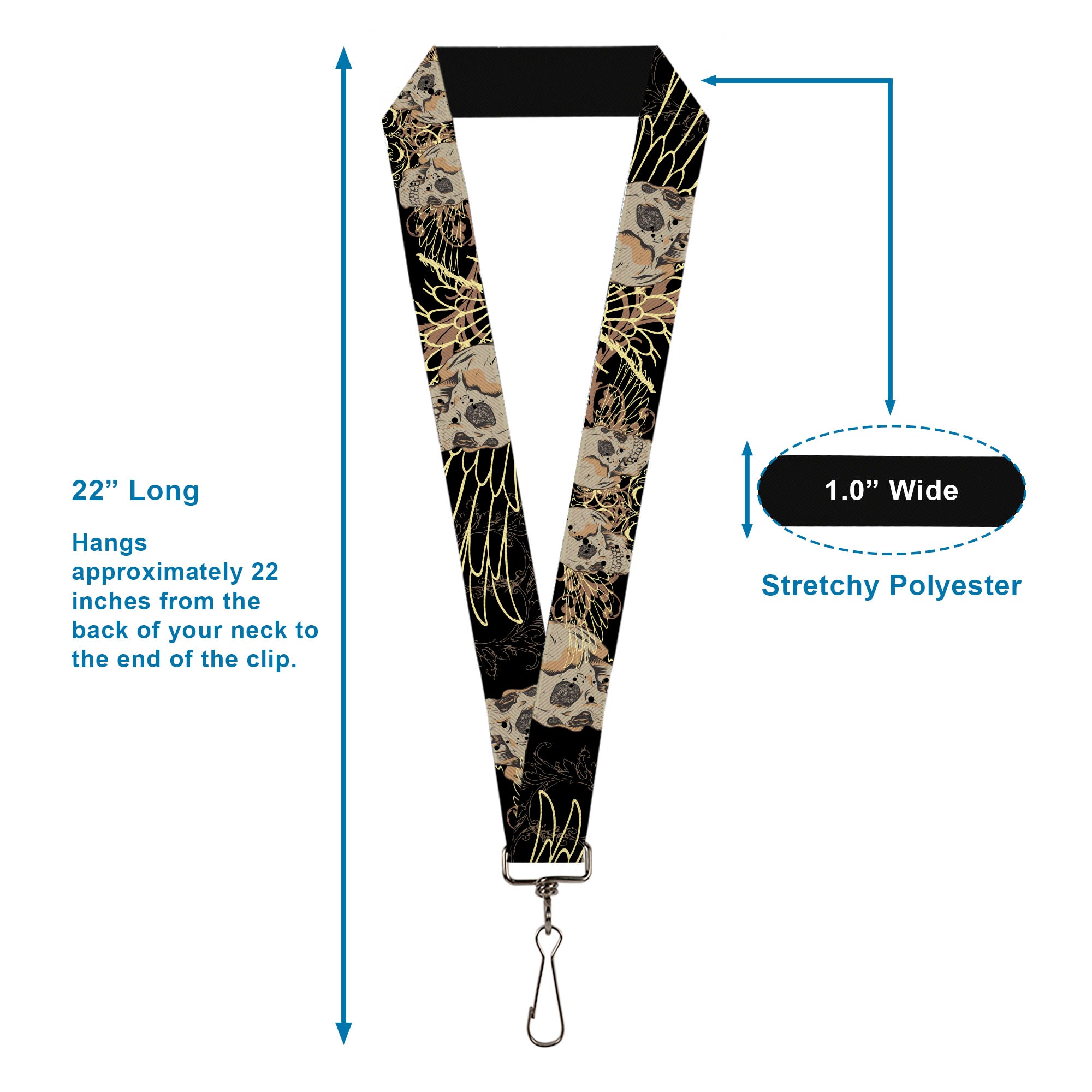 Lanyard - 1.0" - BD Die Hard Skull 02 Lanyards Buckle-Down