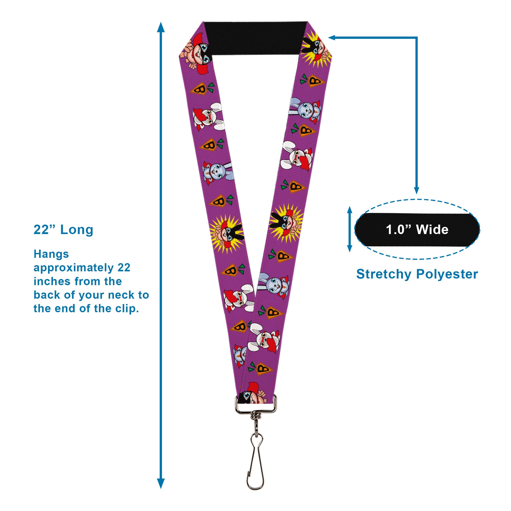 Lanyard - 1.0" - Bunny Superhero Purple Lanyards Buckle-Down