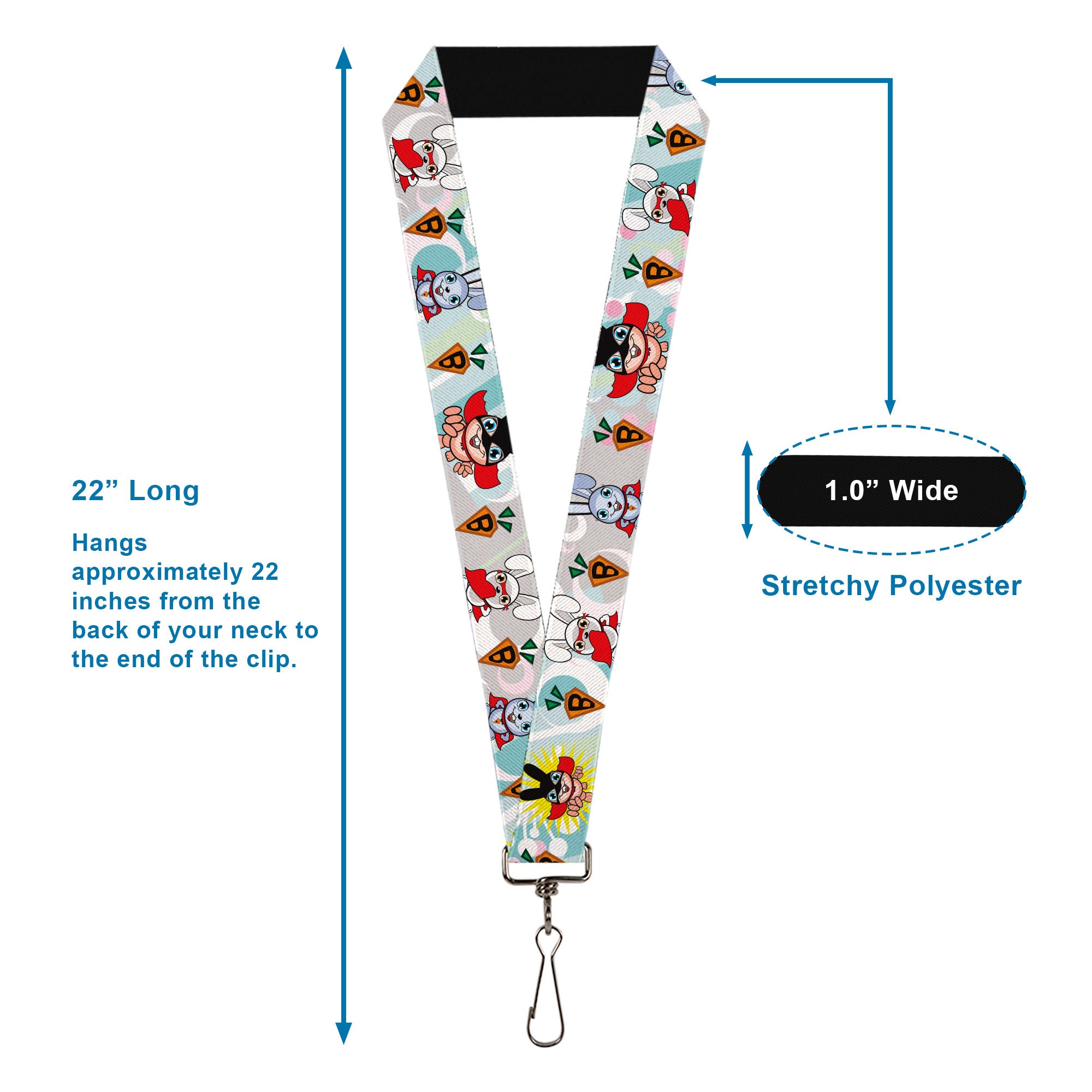 Lanyard - 1.0" - Bunny Superhero Multi Pastel Lanyards Buckle-Down