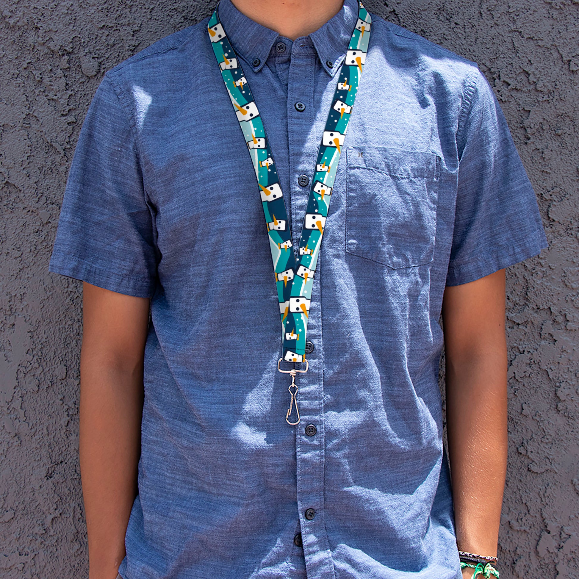 Lanyard - 1.0" - Block Penguins Navy Lanyards Buckle-Down