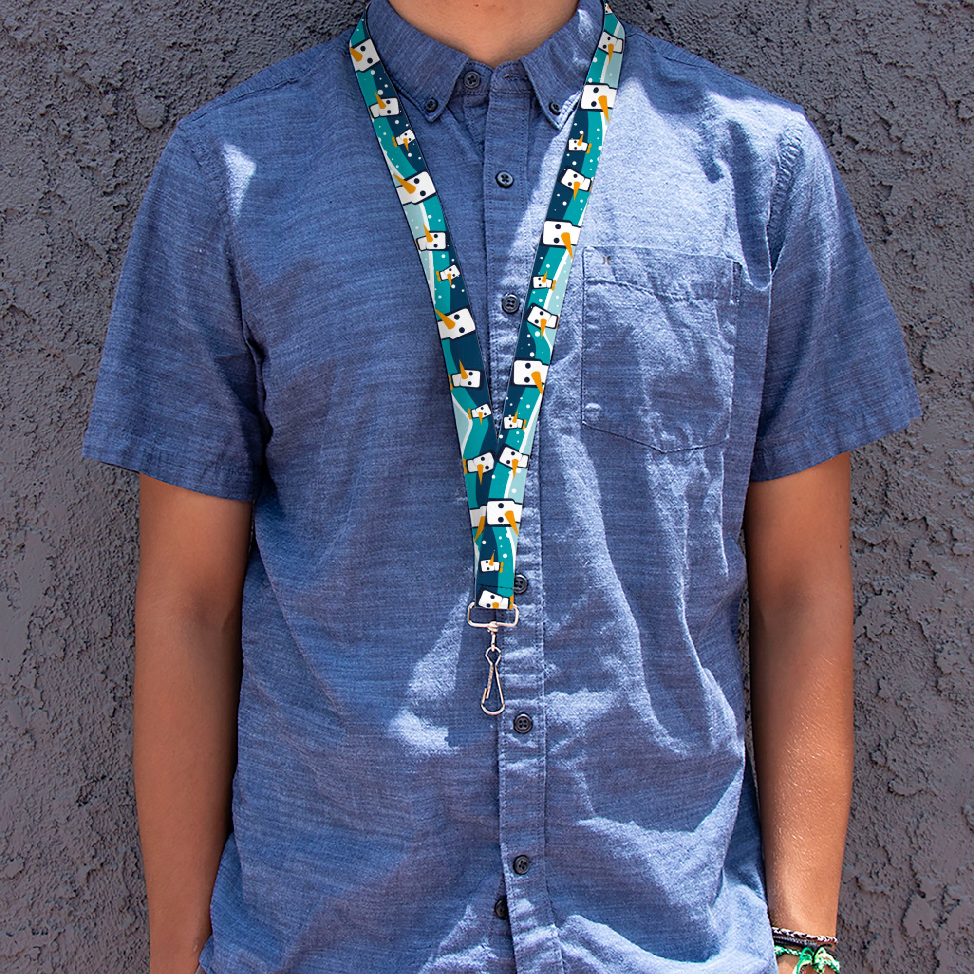 Lanyard - 1.0" - Block Penguins Navy Lanyards Buckle-Down