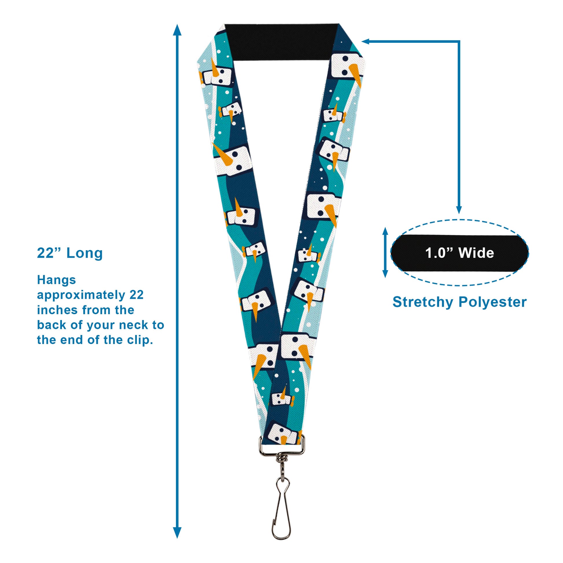 Lanyard - 1.0" - Block Penguins Navy Lanyards Buckle-Down