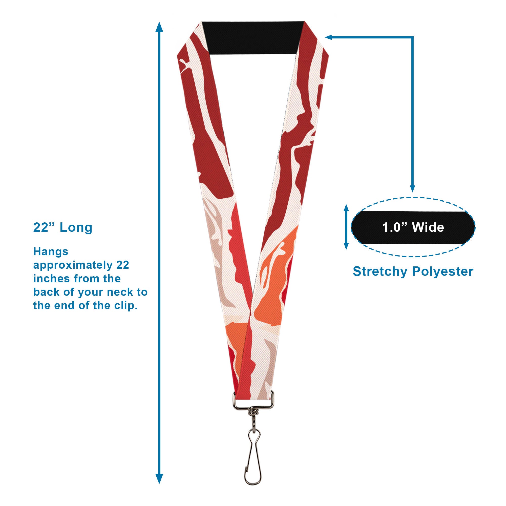 Lanyard - 1.0" - Bacon CLOSE-UP Lanyards Buckle-Down