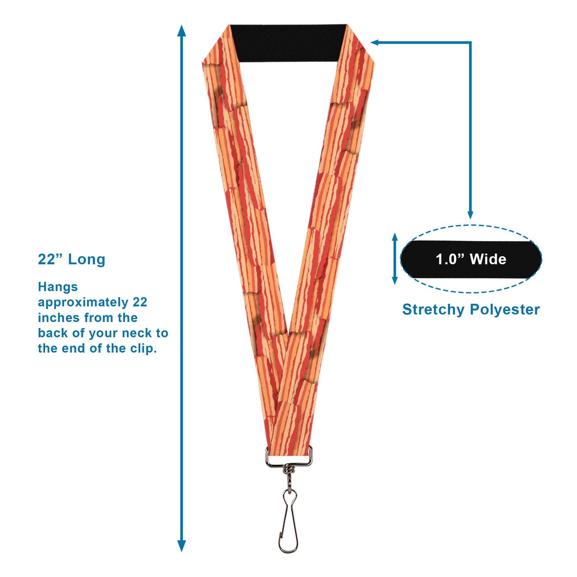 Lanyard - 1.0" - Bacon Stacked Lanyards Buckle-Down