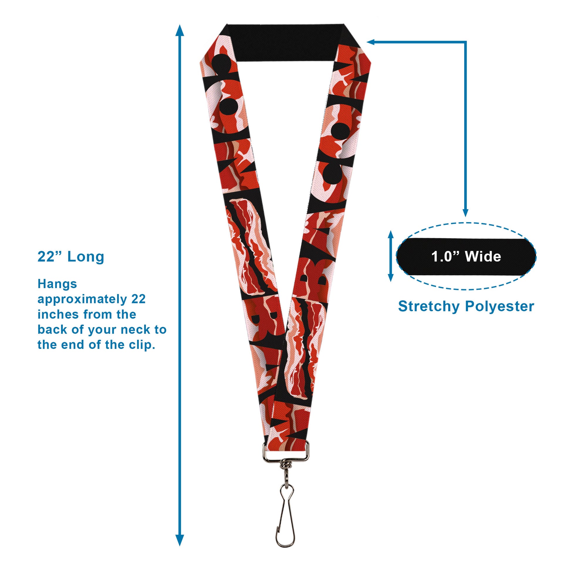 Lanyard - 1.0" - Bacon w Text1 Lanyards Buckle-Down