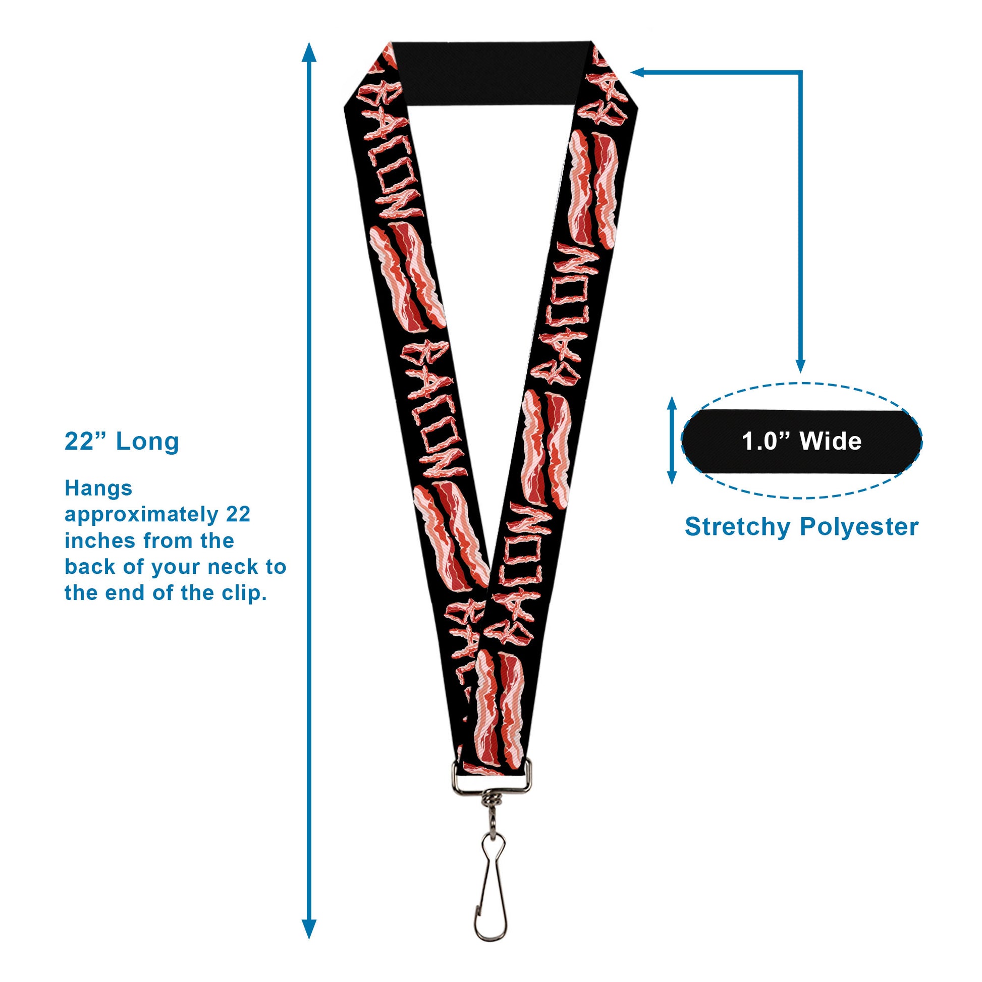 Lanyard - 1.0" - Bacon w Text2 Lanyards Buckle-Down