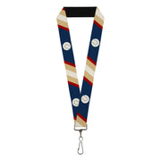 Lanyard - 1.0" - Ball Stripes Tan Blue Burgundy Lanyards Buckle-Down