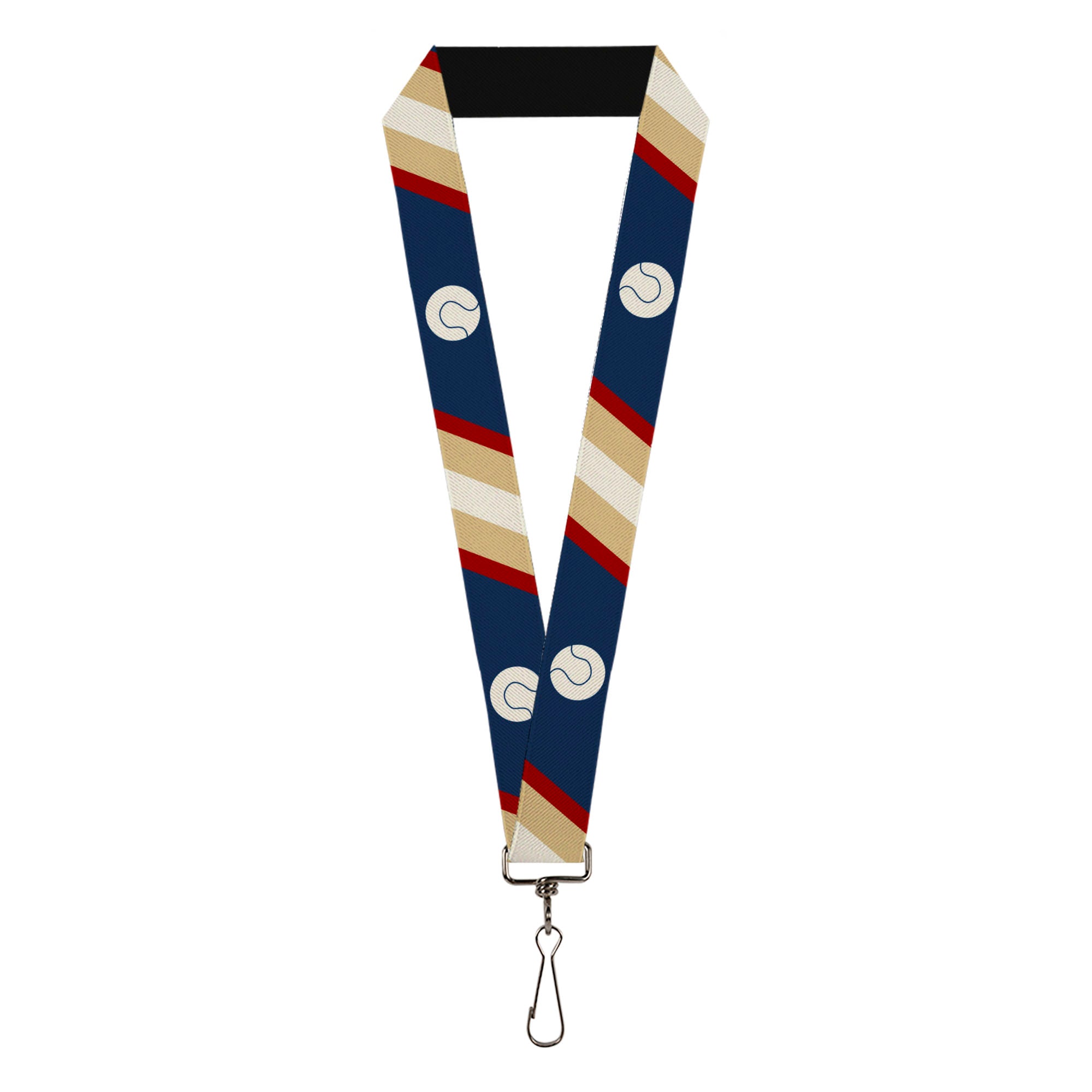 Lanyard - 1.0" - Ball Stripes Tan Blue Burgundy Lanyards Buckle-Down
