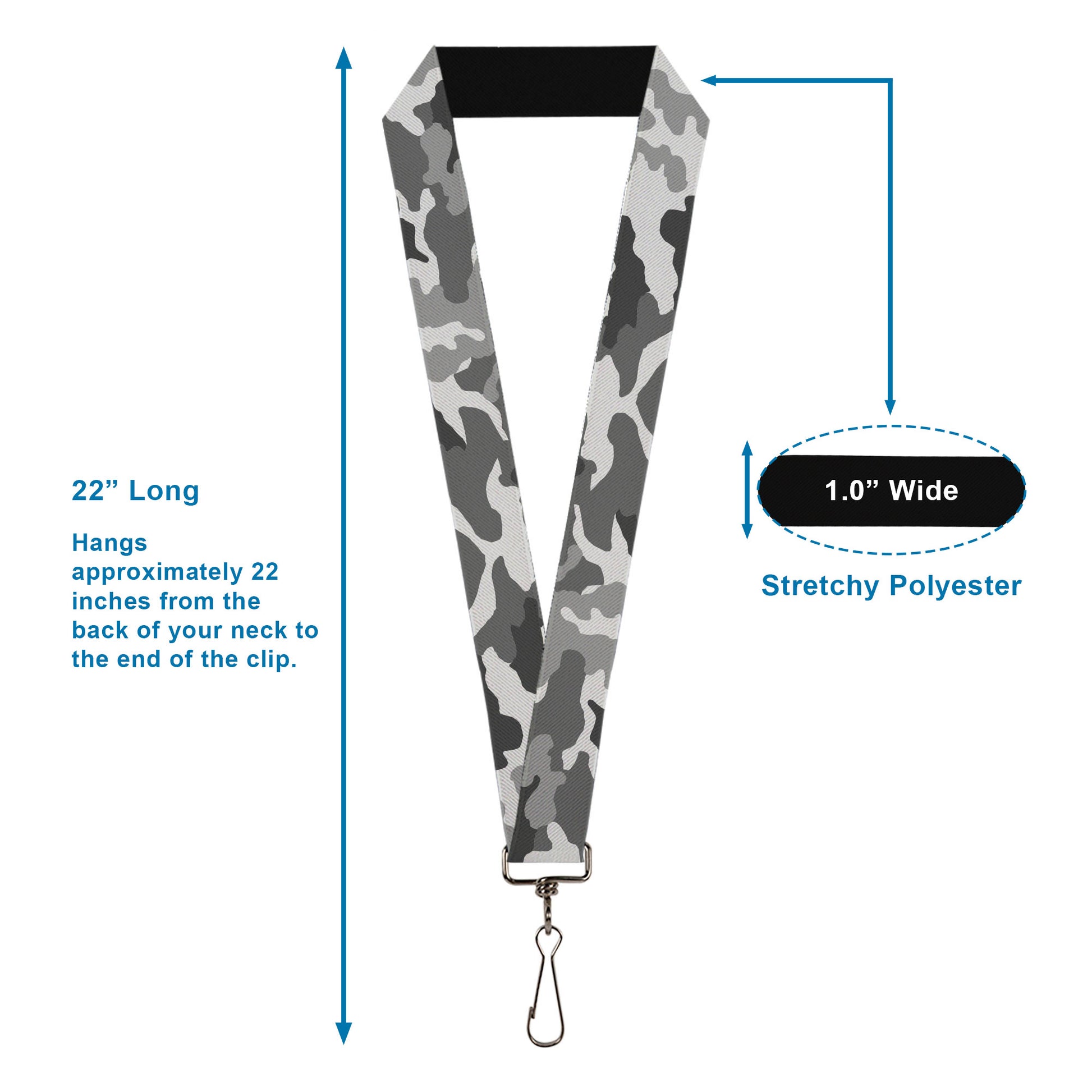 Lanyard - 1.0" - Camo White Lanyards Buckle-Down