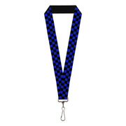 Lanyard - 1.0" - Checker Black Neon Blue Lanyards Buckle-Down