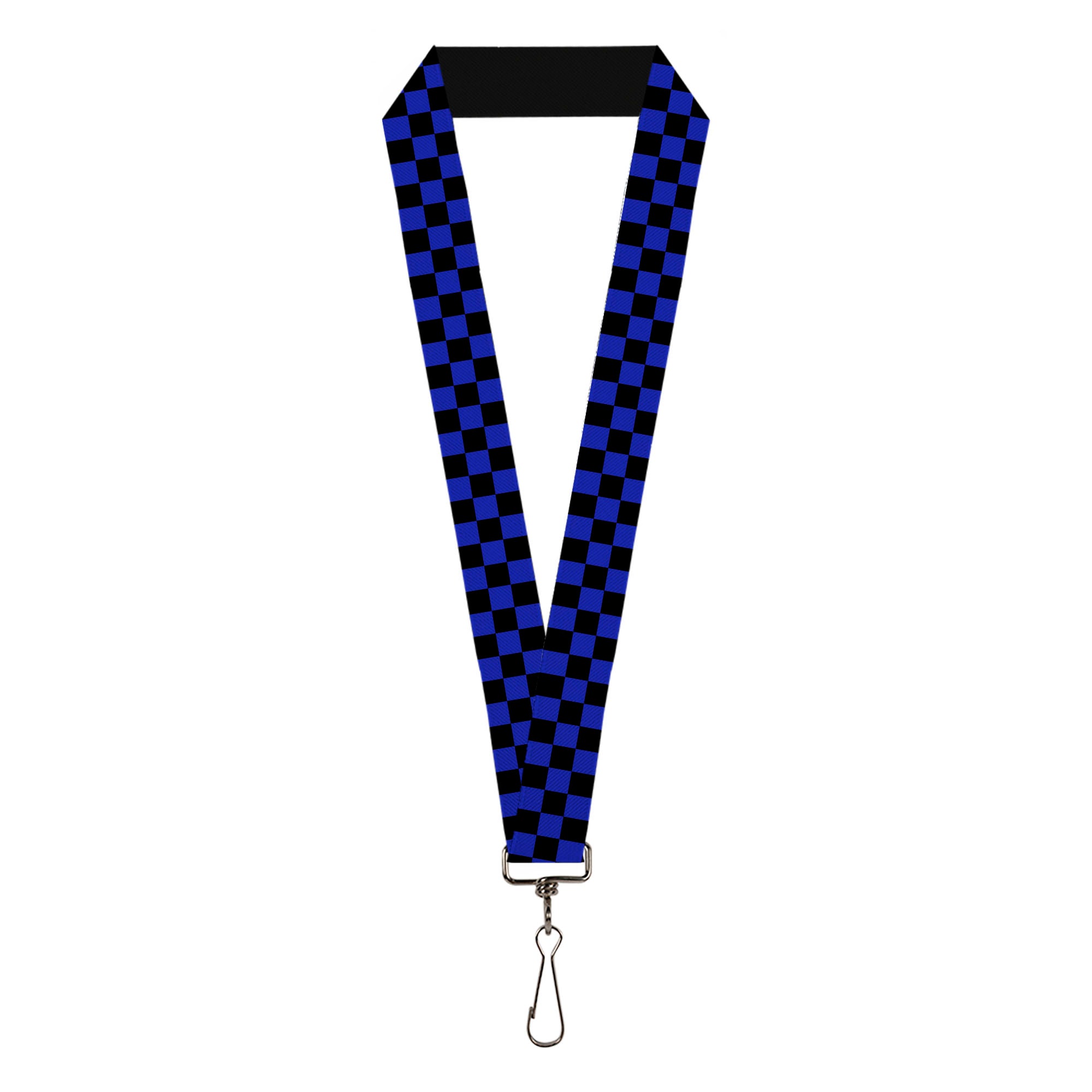 Lanyard - 1.0" - Checker Black Neon Blue Lanyards Buckle-Down