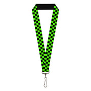 Lanyard - 1.0" - Checker Black Neon Green Lanyards Buckle-Down