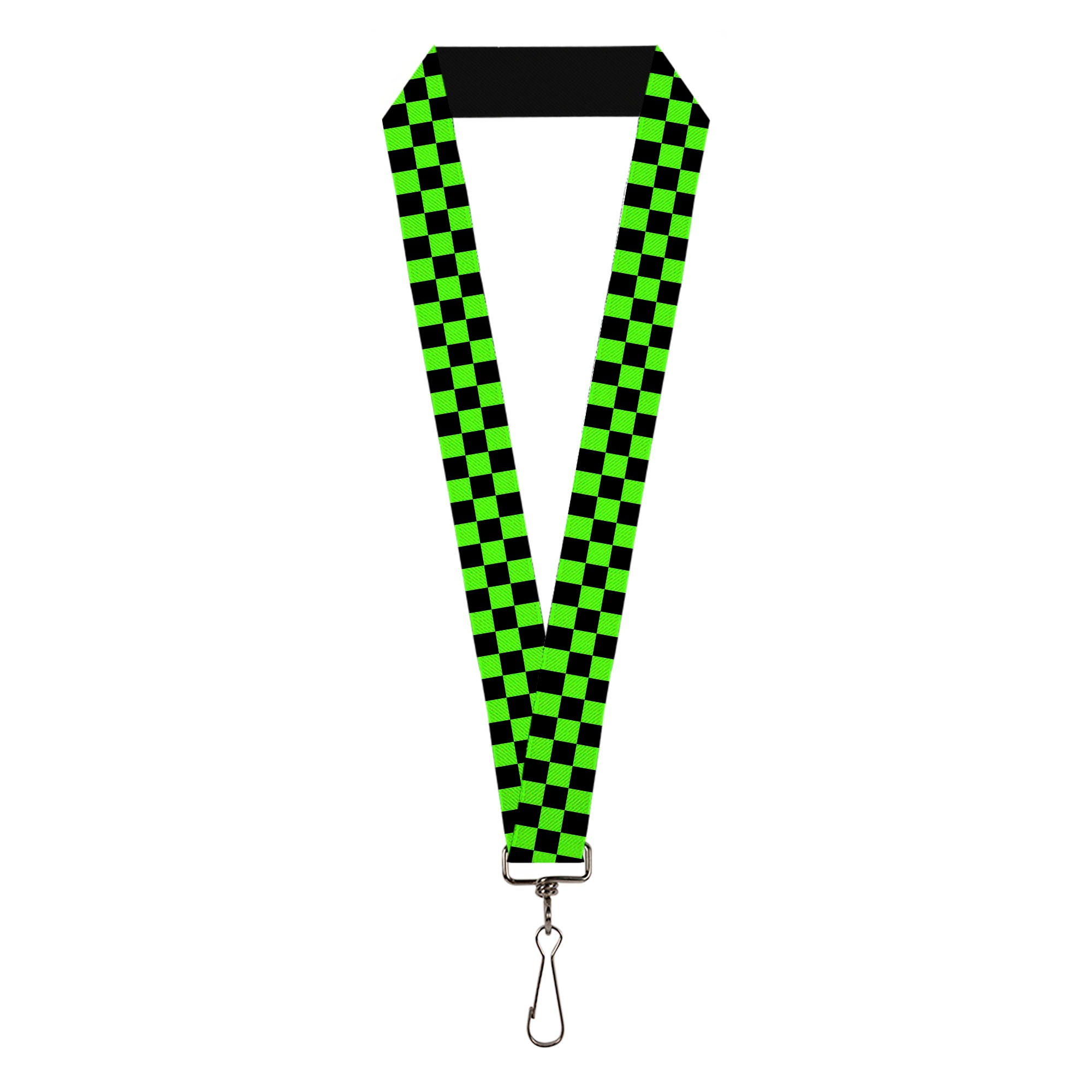 Lanyard - 1.0" - Checker Black Neon Green Lanyards Buckle-Down