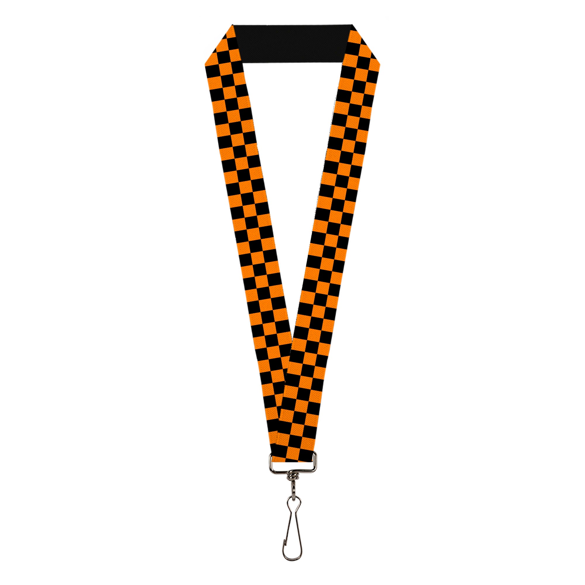 Lanyard - 1.0" - Checker Black Neon Orange Lanyards Buckle-Down