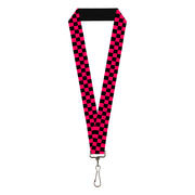Lanyard - 1.0" - Checker Black Neon Pink Lanyards Buckle-Down