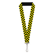 Lanyard - 1.0" - Checker Black Neon Yellow Lanyards Buckle-Down