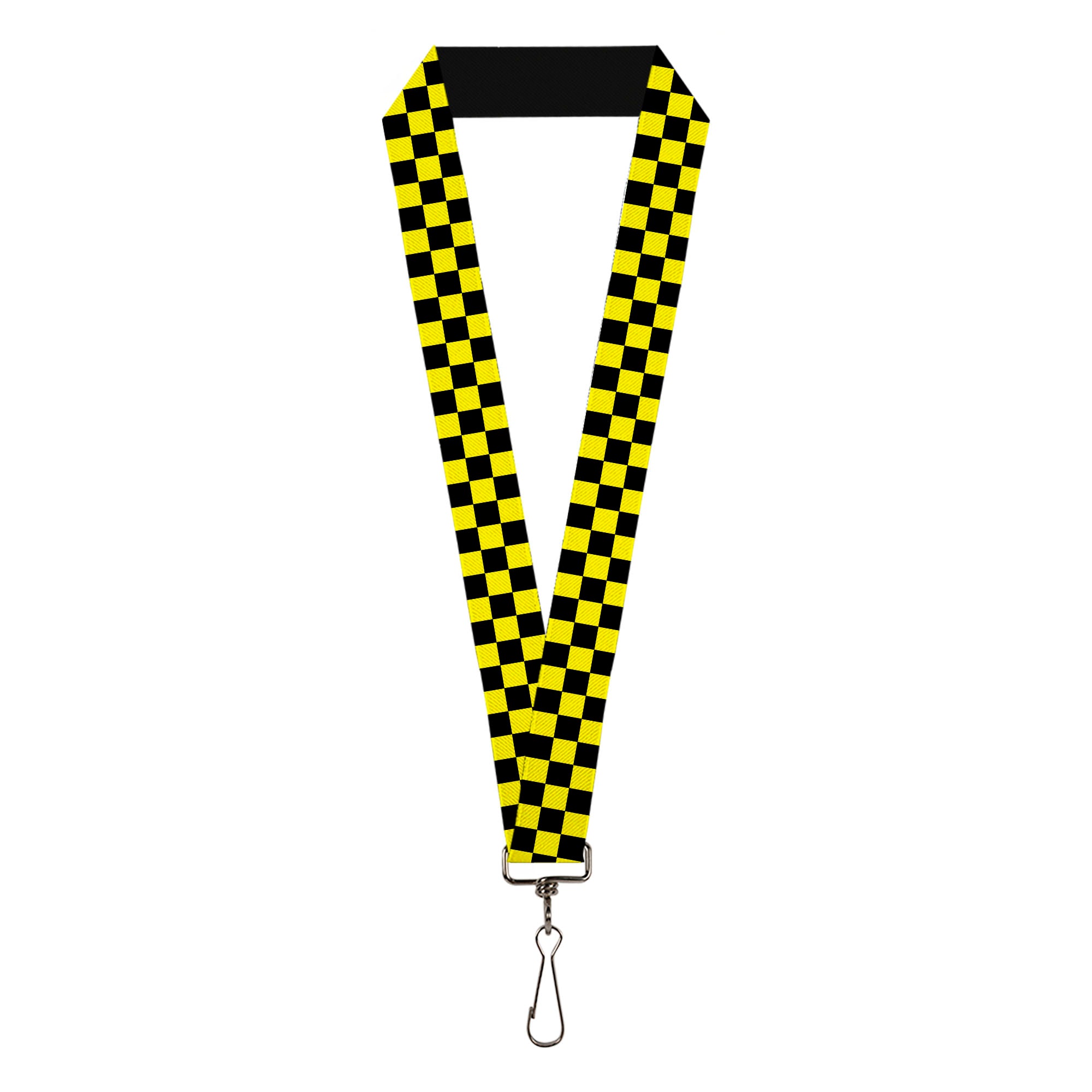 Lanyard - 1.0" - Checker Black Neon Yellow Lanyards Buckle-Down