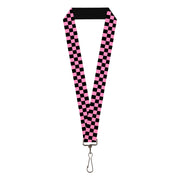 Lanyard - 1.0" - Checker Black Baby Pink Lanyards Buckle-Down