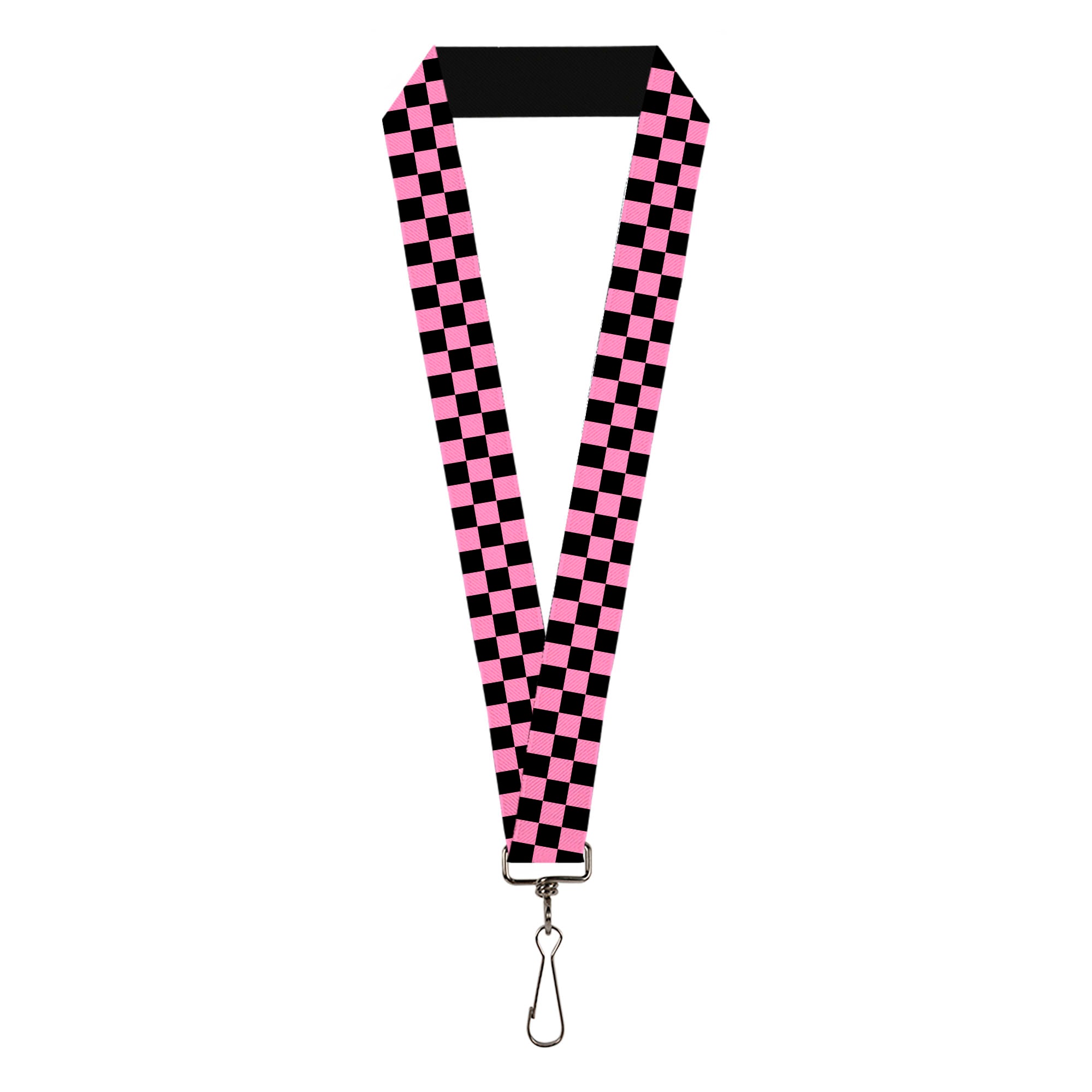 Lanyard - 1.0" - Checker Black Baby Pink Lanyards Buckle-Down