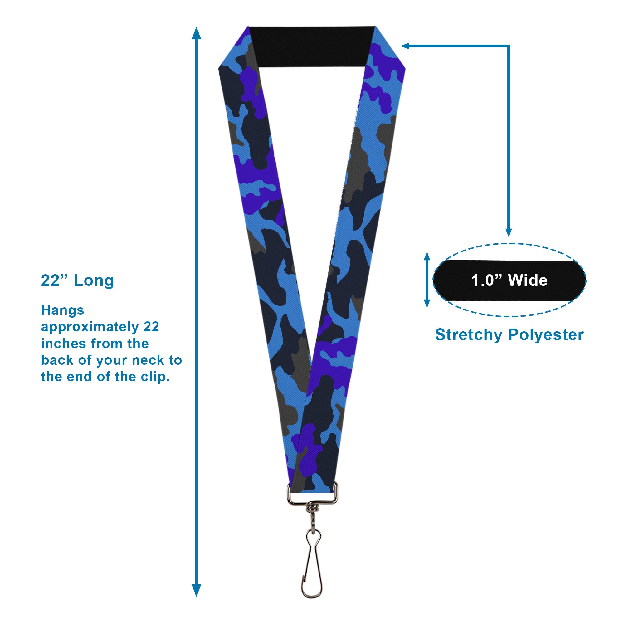 Lanyard - 1.0" - Camo Blue Lanyards Buckle-Down