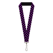 Lanyard - 1.0" - Checker Black Purple Lanyards Buckle-Down