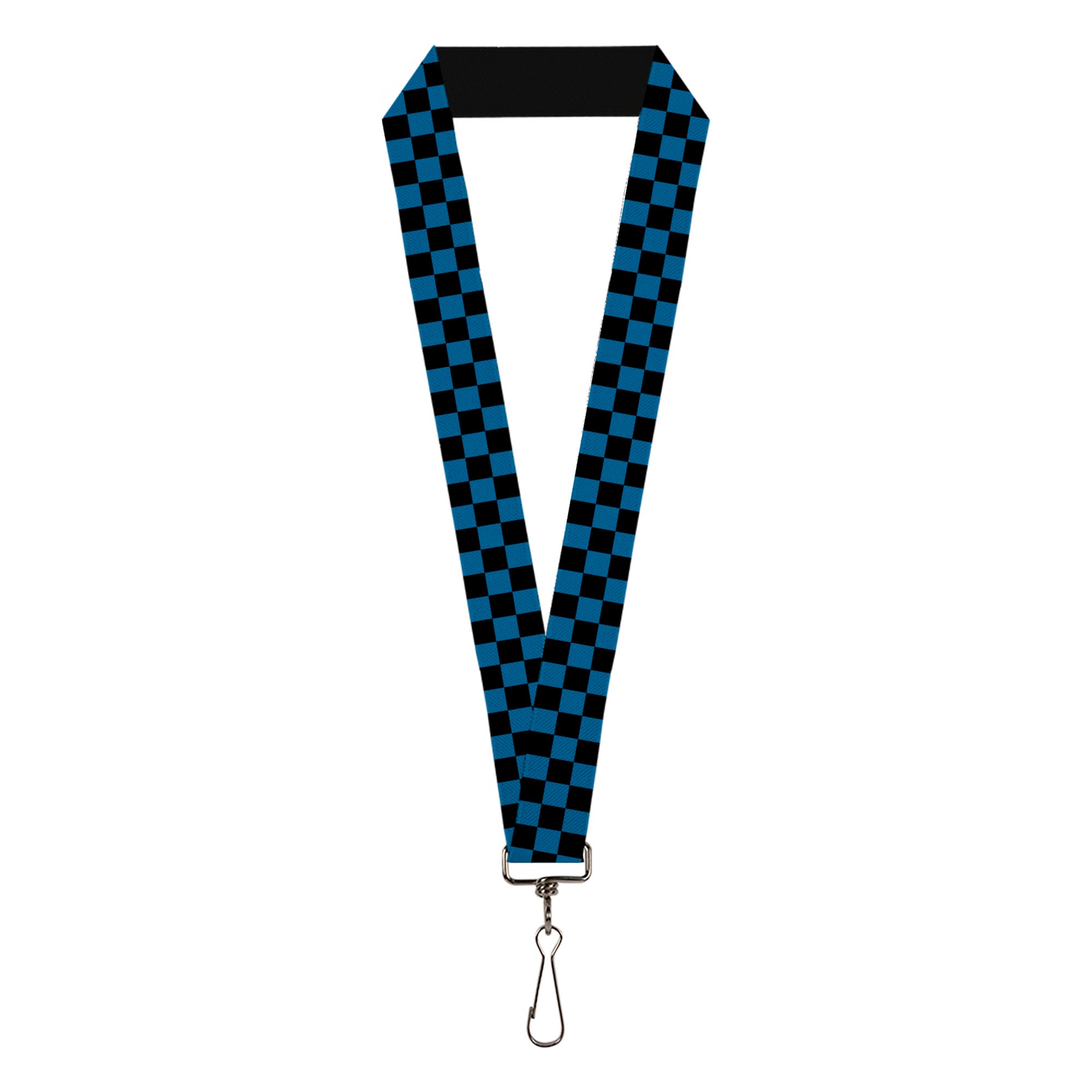 Lanyard - 1.0" - Checker Black Turquoise Lanyards Buckle-Down