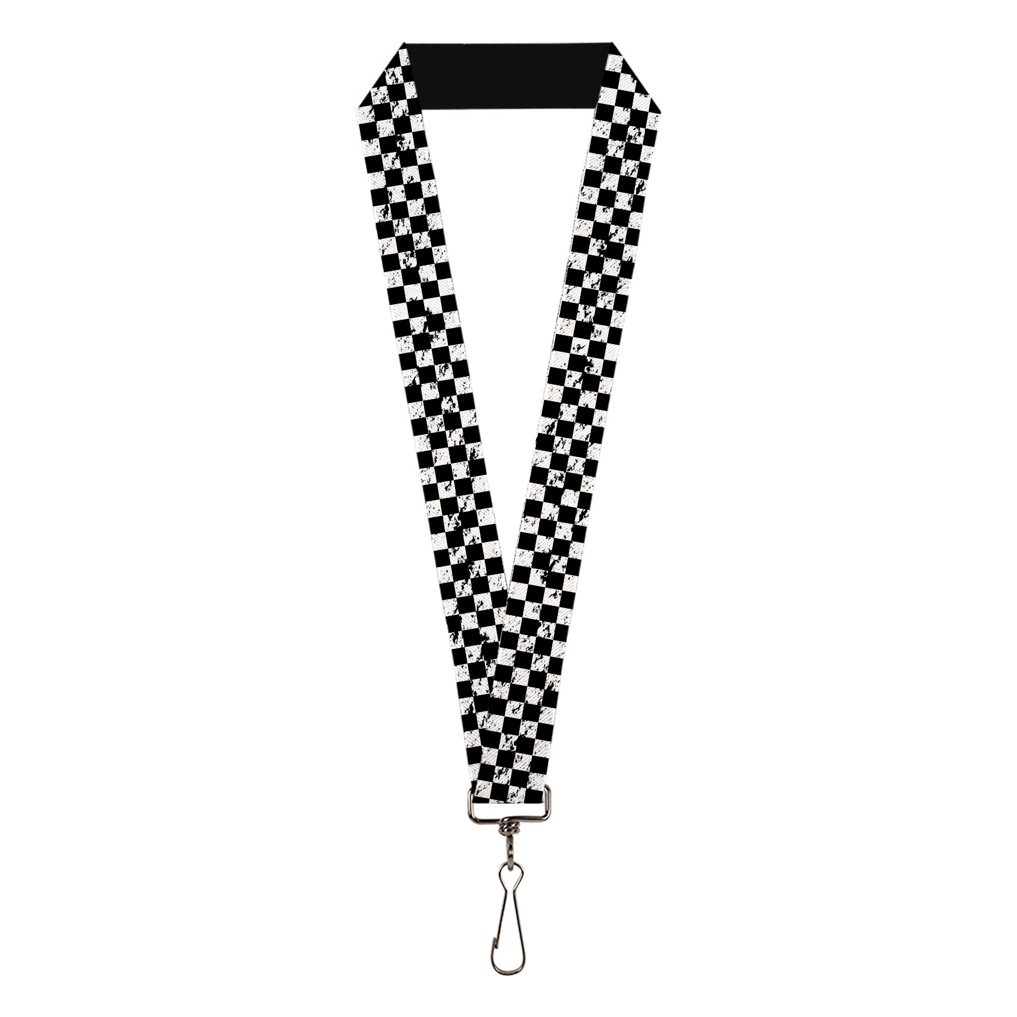 Lanyard - 1.0" - Checker Weathered Black White Lanyards Buckle-Down