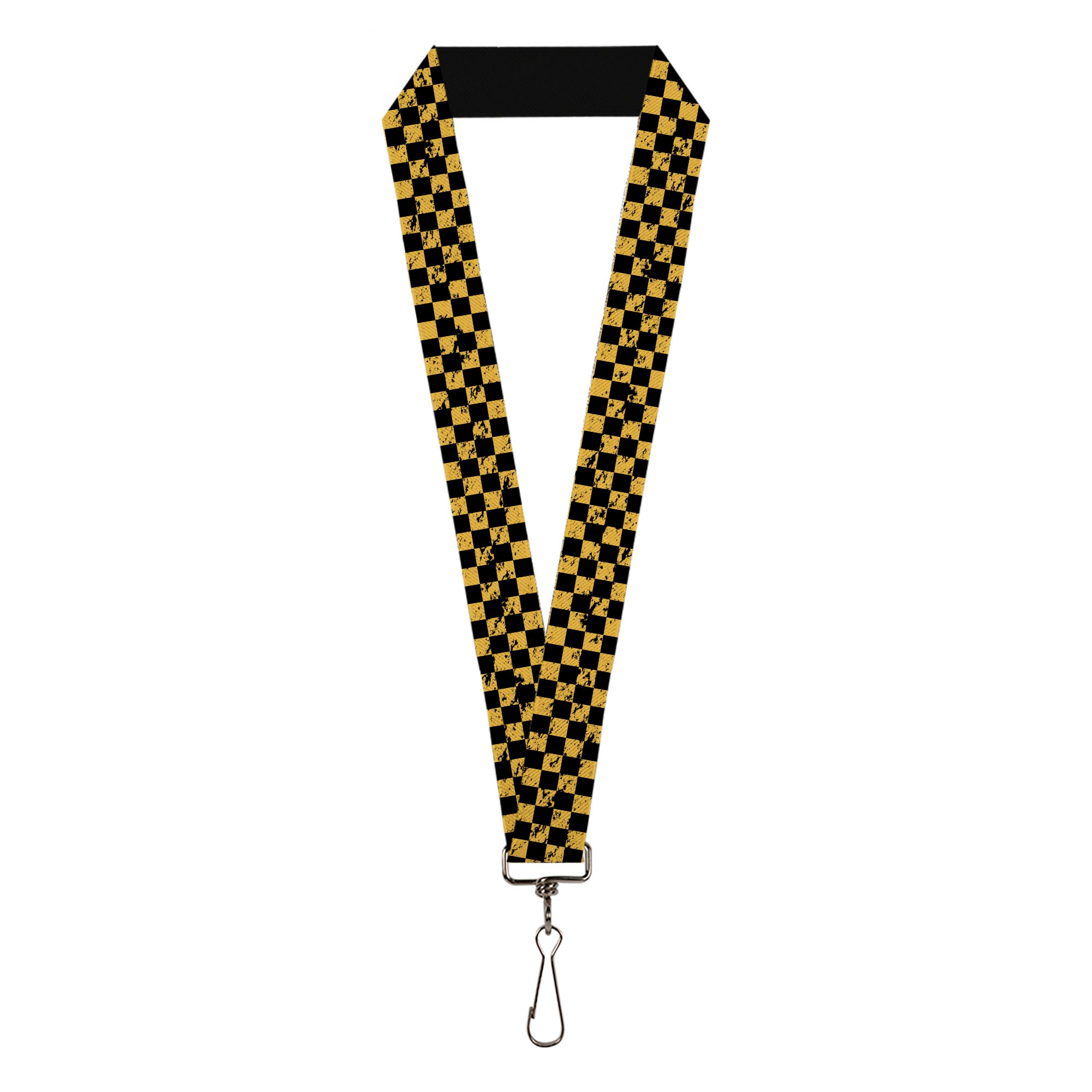 Lanyard - 1.0" - Checker Weathered Black Yellow Lanyards Buckle-Down