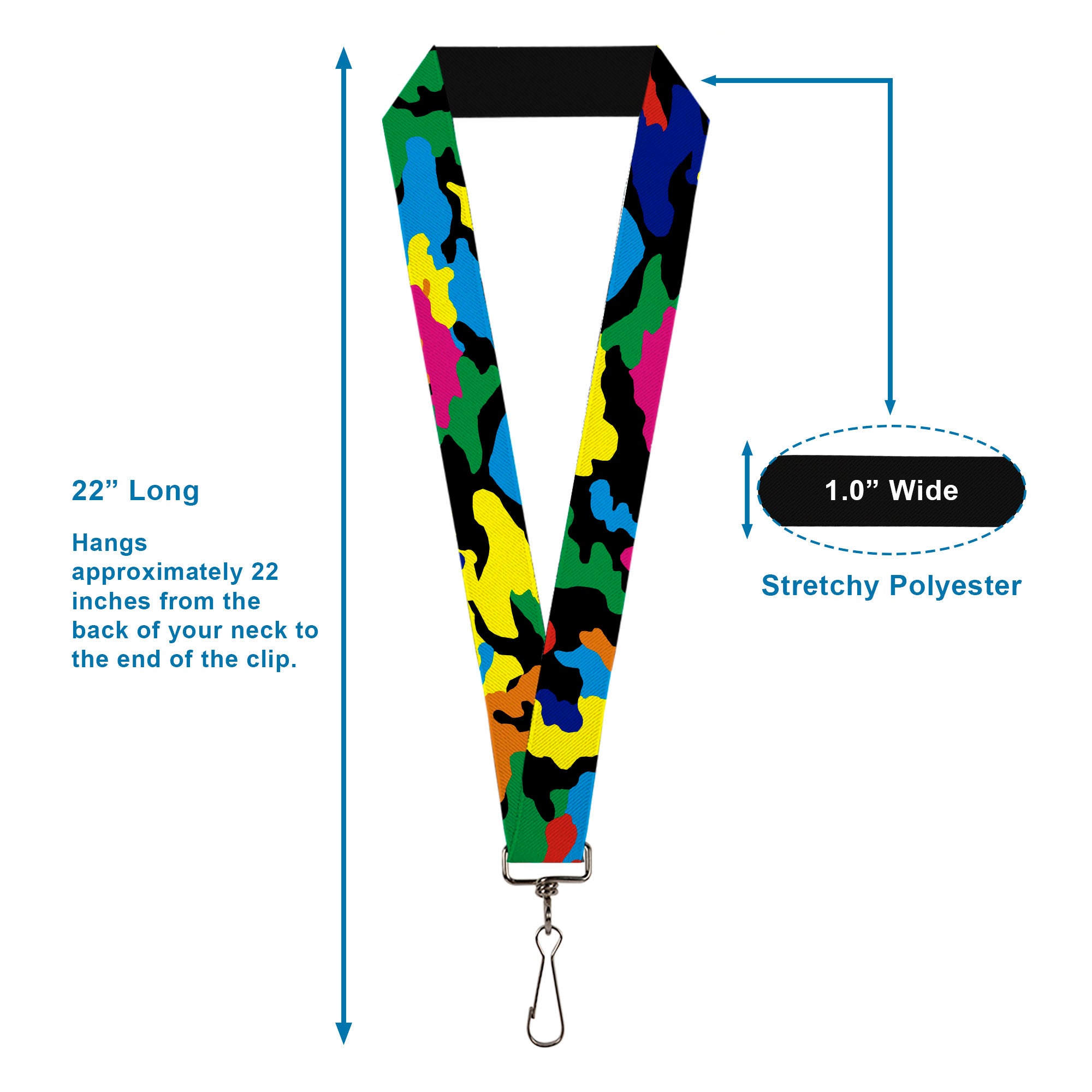 Lanyard - 1.0" - Camo Multi Neon Lanyards Buckle-Down