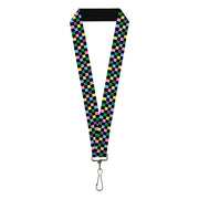 Lanyard - 1.0" - Checker Black Multi Pastel Lanyards Buckle-Down