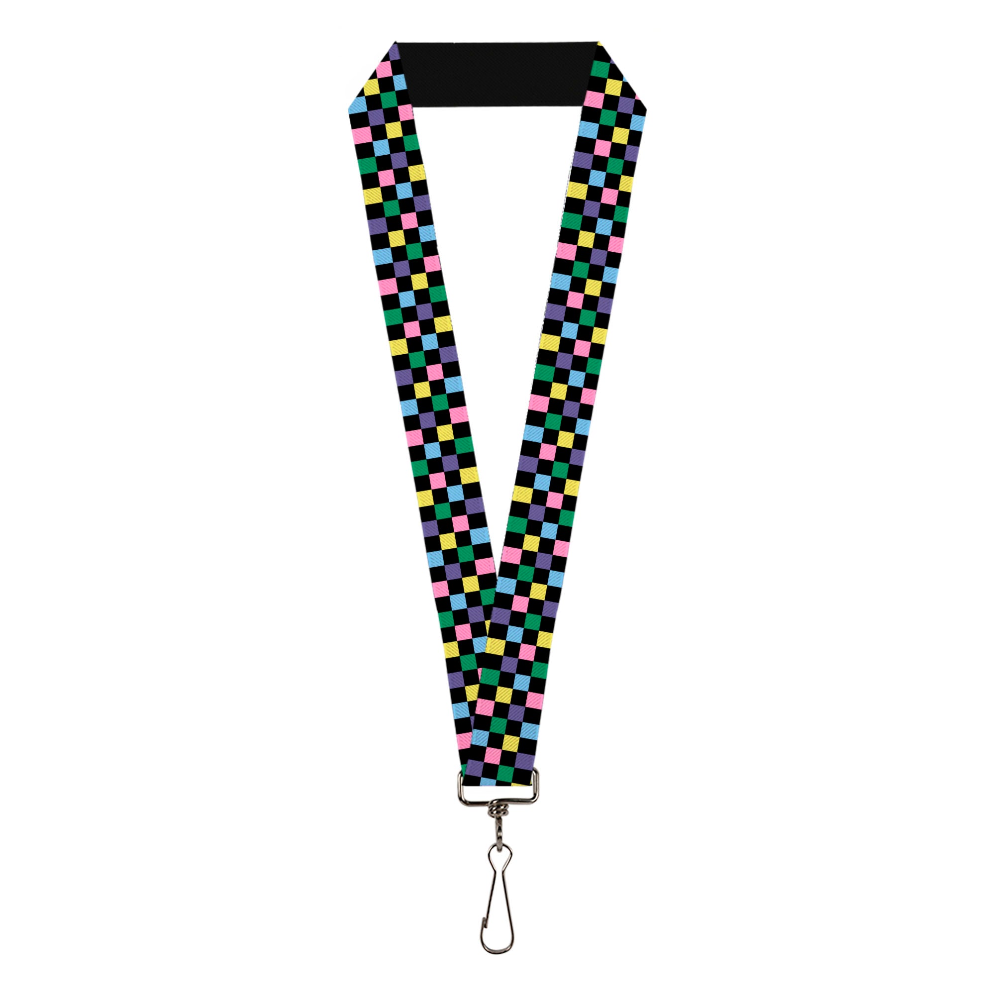 Lanyard - 1.0" - Checker Black Multi Pastel Lanyards Buckle-Down