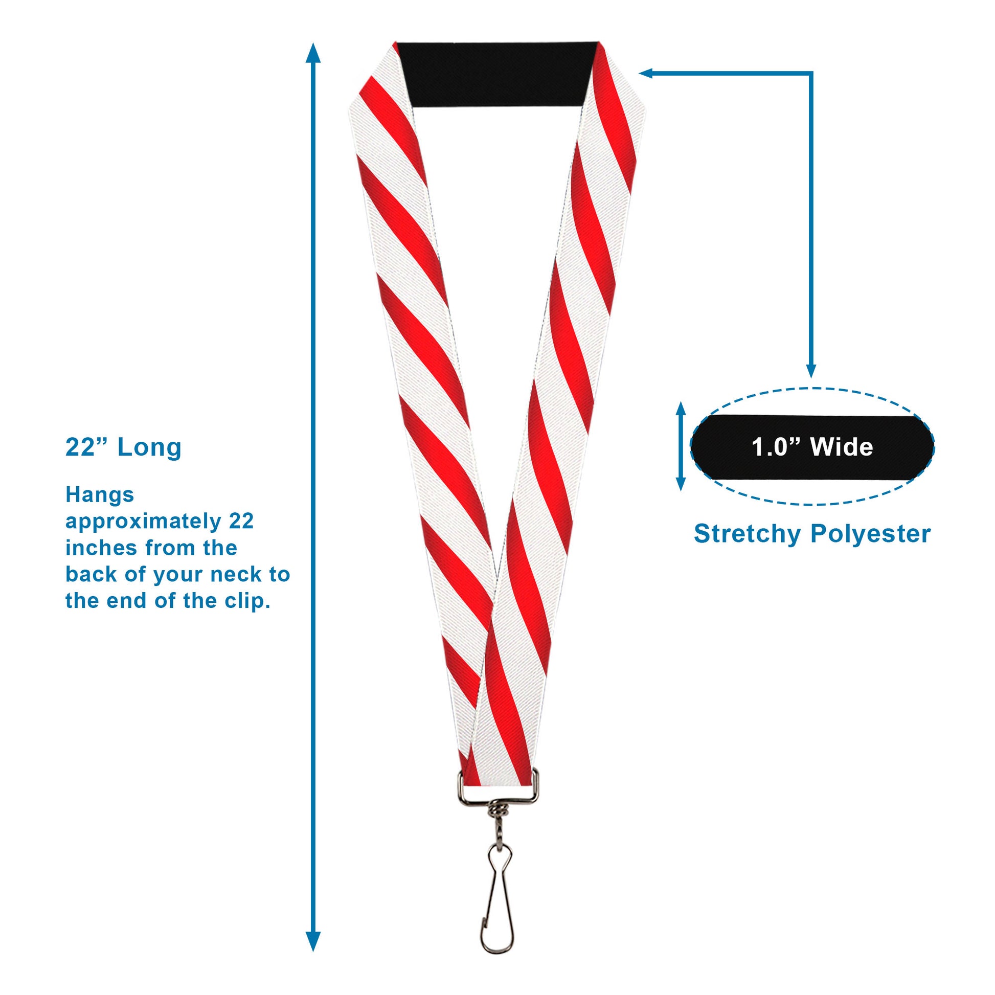 Lanyard - 1.0" - Candy Cane Lanyards Buckle-Down