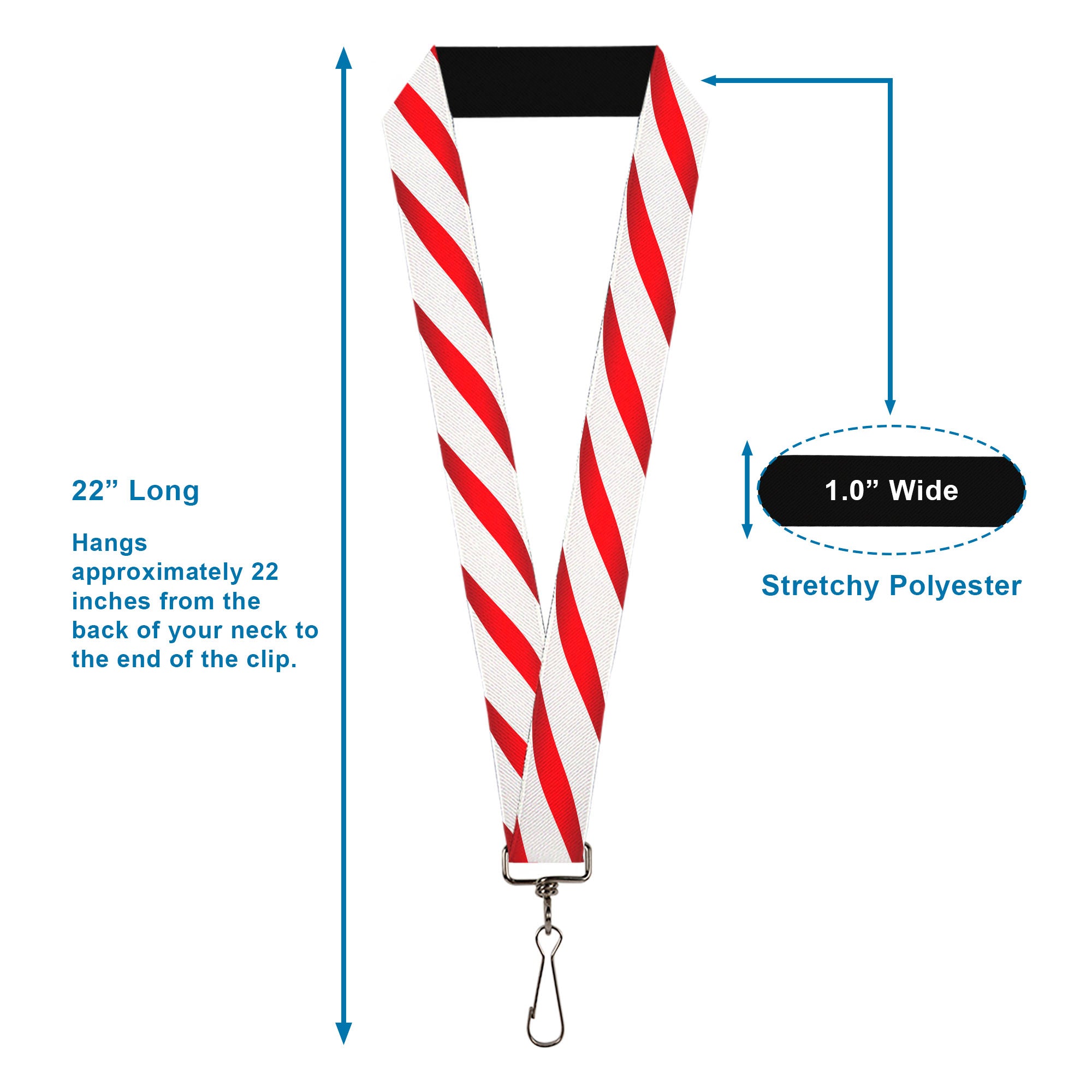 Lanyard - 1.0" - Candy Cane Lanyards Buckle-Down