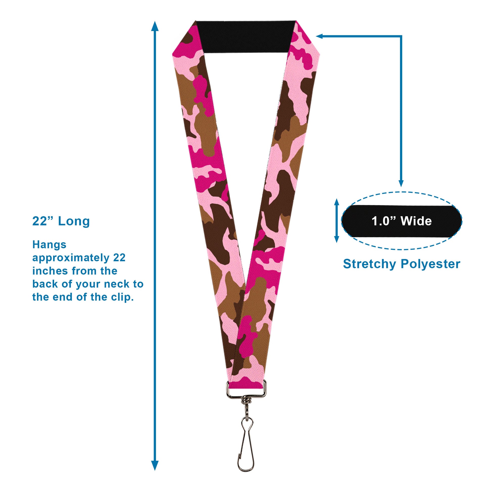 Lanyard - 1.0" - Camo Pink Lanyards Buckle-Down